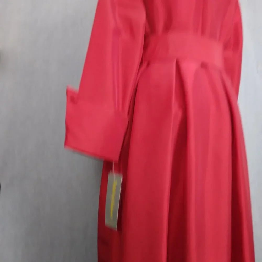 Nubiano | "Church Dress" Red Wrap Dress Belted | Size 12 - Picture 9 of 14